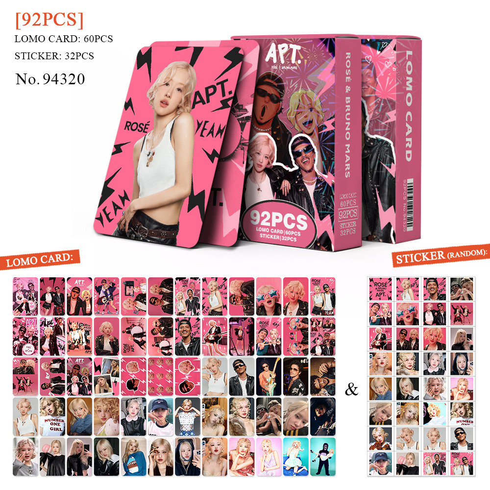 KPOP 92 Unidades/Caixa Blackpink ROSE Photocards APT LOMO Cartão