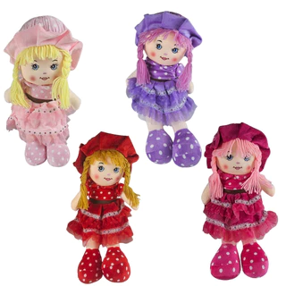 Pelúcia Boneca De Pano Com 43cm Cabelo Trancinha Sortido Castela