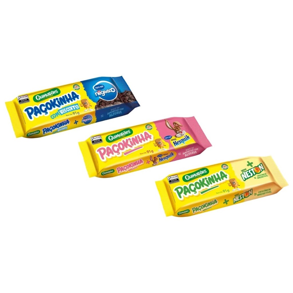 Kit 3 Paçokinha Negresco Neston Nesquik Paçoca Rolha Paçokinha Rolha ...