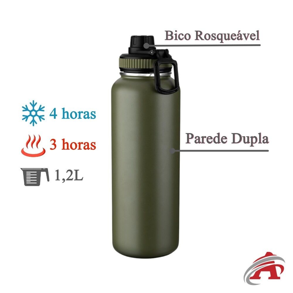 Imagem do produto Garrafa com Alça e Bico 1,2L Parede Dupla Verde 2