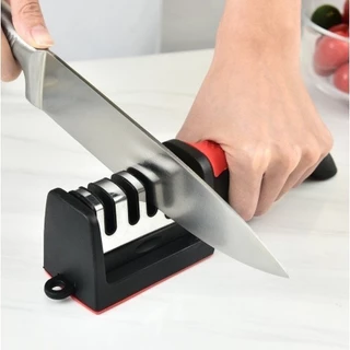 Amolador Afiador De Facas Em Aço Inox Com 3 Afiadores em Oferta na Shopee