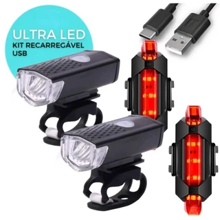 KIT Com 2 Lanternas e 2 Faróis Ultra LED Para Bicicleta - Luz de Segurança a Prova d'Água Para Ciclismo - WYL em Oferta na Shopee