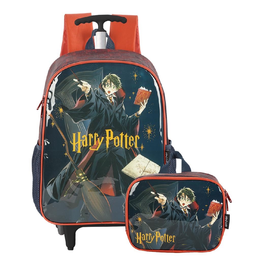 Kit Harry Potter Mochila De Rodinhas e Lancheira Térmica Escolar Luxcel ...