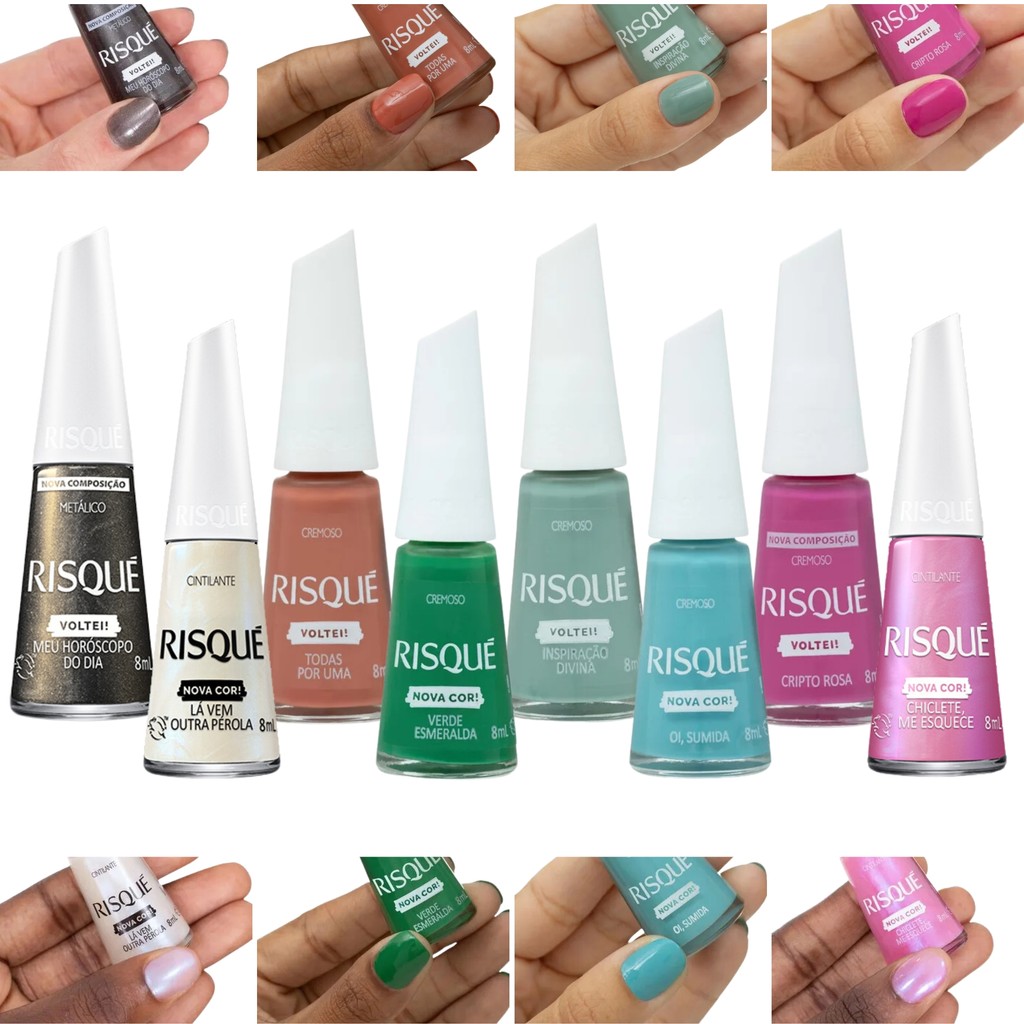 Kit Esmalte Risque Novas Cores e Voltei Hipoalergenico Cremoso ...
