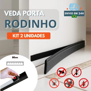 Kit 2 Veda Porta Rodinho Adesivo Protetor Impermeável 80cm – Vedação Contra Poeira Água Insetos