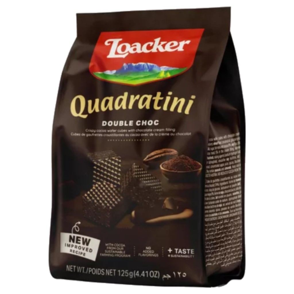 Waffer Quadratini Double Chocolate LOACKER 125g | Shopee Brasil