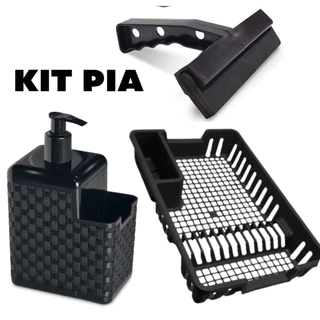 Kit Escorredor de Louças Pratos + Porta Detergente + Rodinho Rodo de Pia