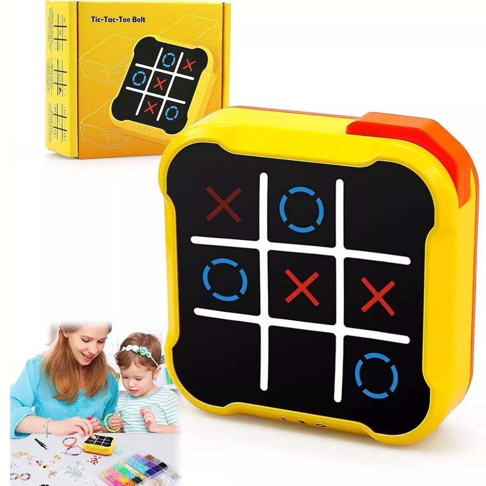 Gioco Elettronico Tic-Tac-Toe 3 In 1, Console Portatile Con 4 Modalità Di Gioco, Giochi Da Tavolo Digitali Per Bambini E Famiglie, Giallo