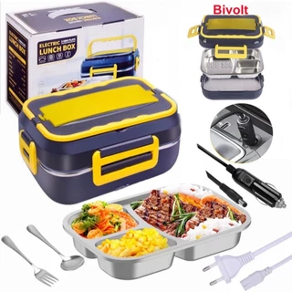 Marmita Elétrica Veicular CARRO E CASA Tomada Bivolt 110V/220V E 12V/24V Aço Inox SUS 304 - Envio imediato