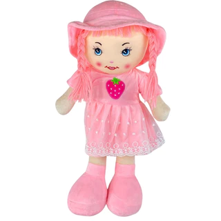 Brinquedo Boneca de Pano Pelúcia Morango Rosa Claro Castela