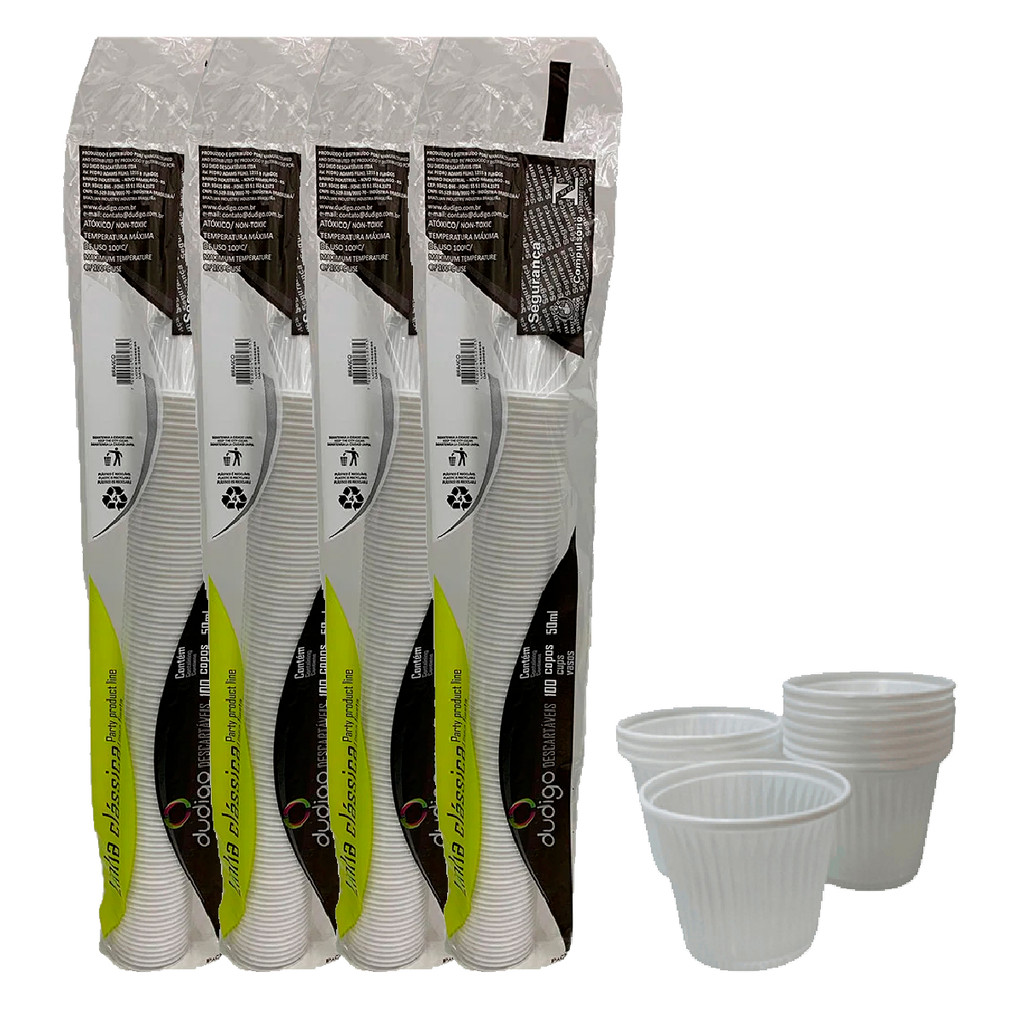 Copo Descartável 50ml Branco 1000 Copos Plástico Café Chá Dudigo