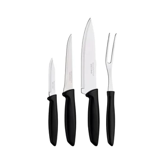 Conjunto de Facas Tramontina Plenus, Cabo Preto, Inox, 4 Peças em Oferta na Shopee