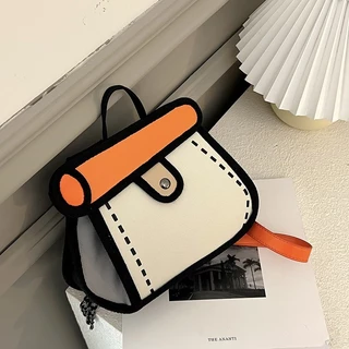 Bolsa estilo cartoon 2D, divertida e estilosa para dar um toque único ao look. em Oferta na Shopee