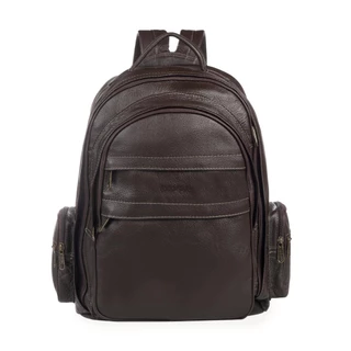 Mochila Masculina Executiva de Couro Notebook Marrom escuro