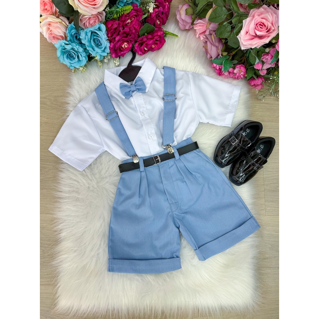Conjunto infantil Suspensorio Shorts Azul Serenity formatura pagen ...