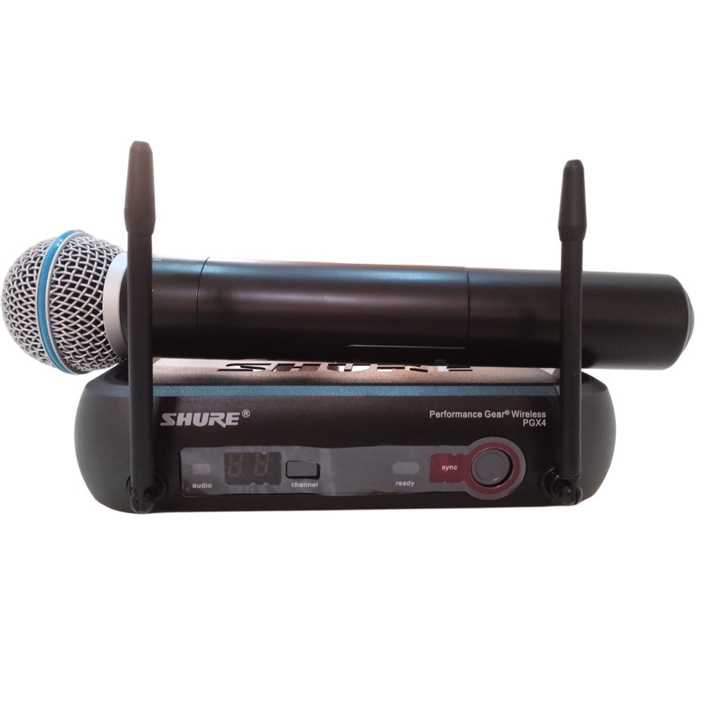 Sistema sem fio SHURE PGX4 com microfone de mão Beta 58A | Shopee