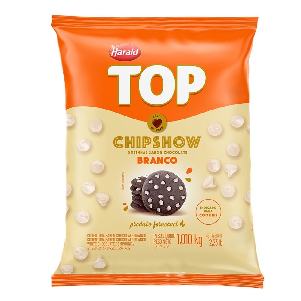 Gotas De Chocolate Forneáveis Chipshow Harald Chocolate Branco