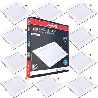 10 Painel Led Pop Quadrado de Embutir 6500K 18W Casa Teto Avant