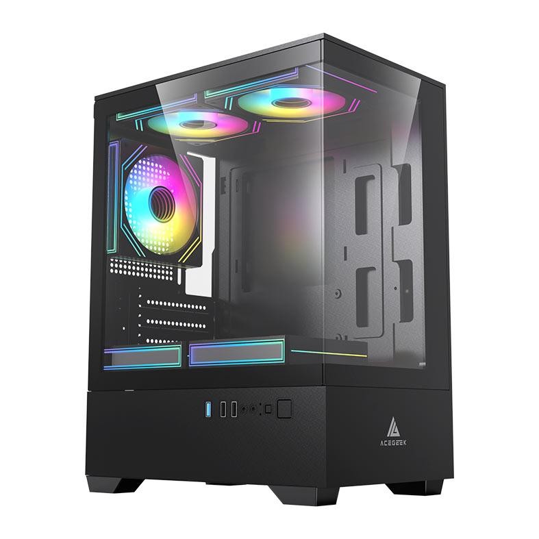 Gabinete Gamer Acegeek Shadow, Mid-Tower, Lateral de Vidro, Preto, AG-SHADOW-BK