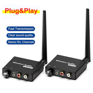 Transmissor E Receptor De Áudio Sem Fio 50M 5.8G 2.4G R/L RCA + Adaptador Transceptor Extensor De 3.5 Mm Para CD Laptop 