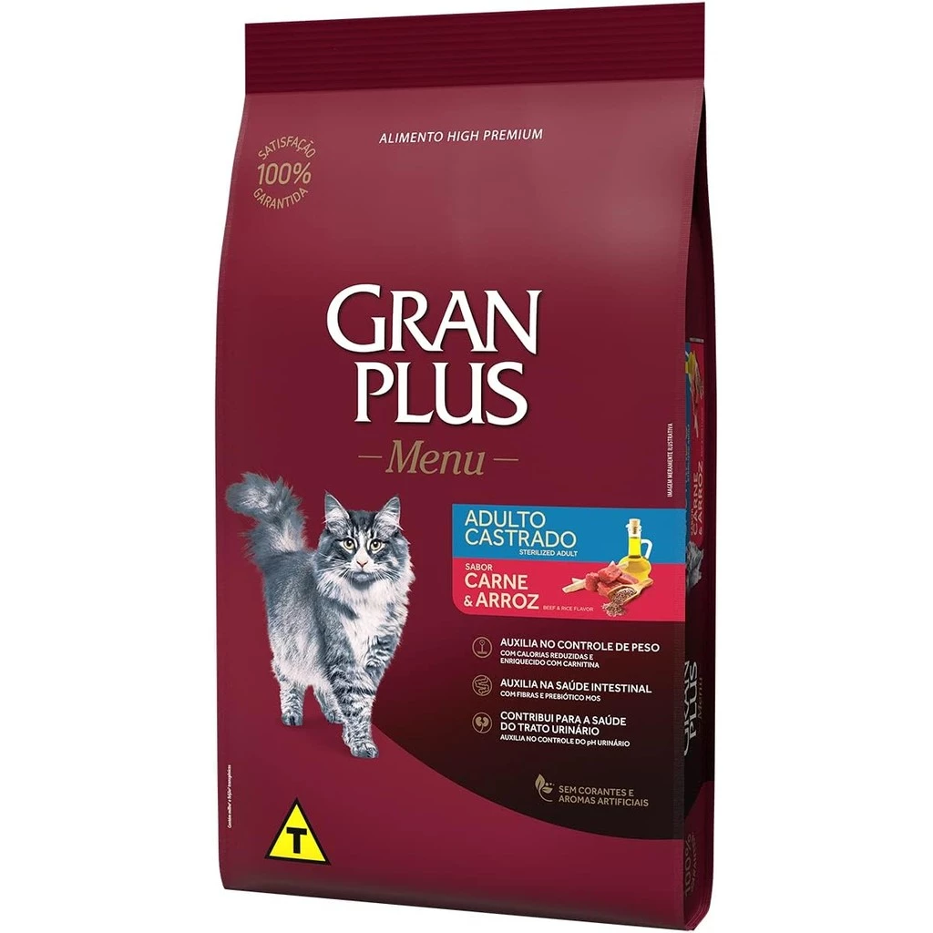 Imagem do produto Racao Gran Plus Gatos Castrados Carne e Arroz 10,1kg no catálogo Master Pet