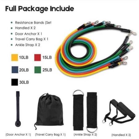 Kit 11 Peças Elástico Para Exercício De Resistência Academia Em Casa Top