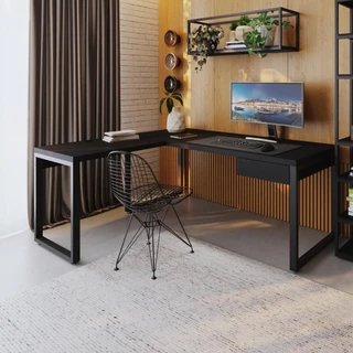 Mesa em L Presidente C/01 Gav. 190x160x75cm Yon em Oferta na Shopee