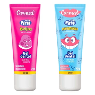 Kit Gel Dental Carmed Fini Beijos+ Dentadura 70g em Oferta na Shopee