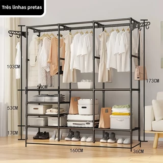 Arara Tripla Organizadora de Roupas Conceito Aberto Guarda-Roupa Moderno
