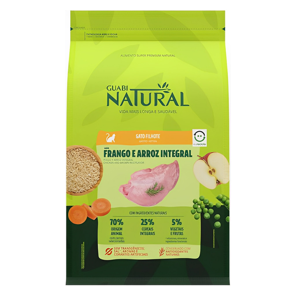 Ração Para Gato Filhote Sabor Frango E Arroz Integral 1,5kg Guabi ...