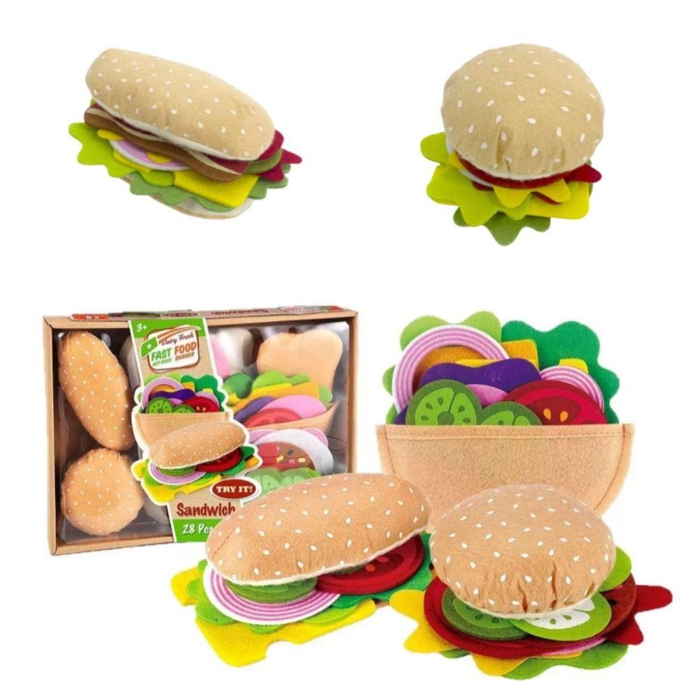 Brinquedo De Hambúrguer De Pano De Feltro LACYES , Faz Comida