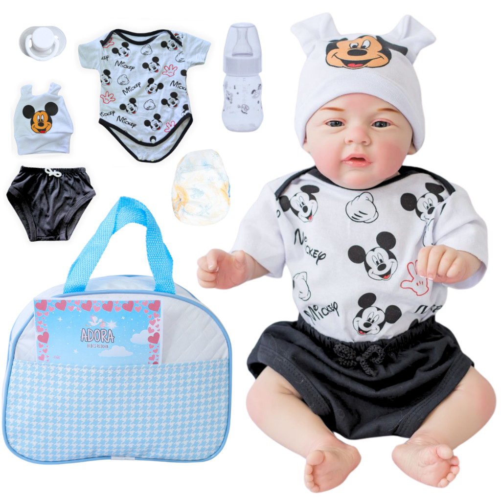 Bebê Reborn Menino Boneco Realista Original de Silicone Com Bolsa ...