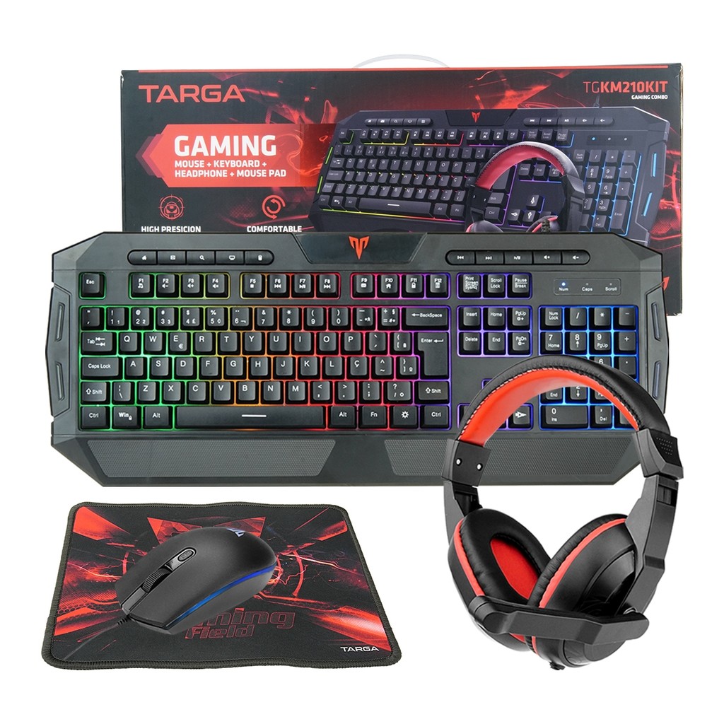 Kit Gamer Teclado Rgb Antighosting Com Mouse 1200 DPI Headphone Com ...