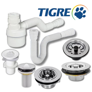 Kit Sifão Sanfonado Ajustável Tigre +Válvula Pia/Cozinha/Tanque/Lavatorio Válvula 7/8'-1.1/2'-3.1/2'
