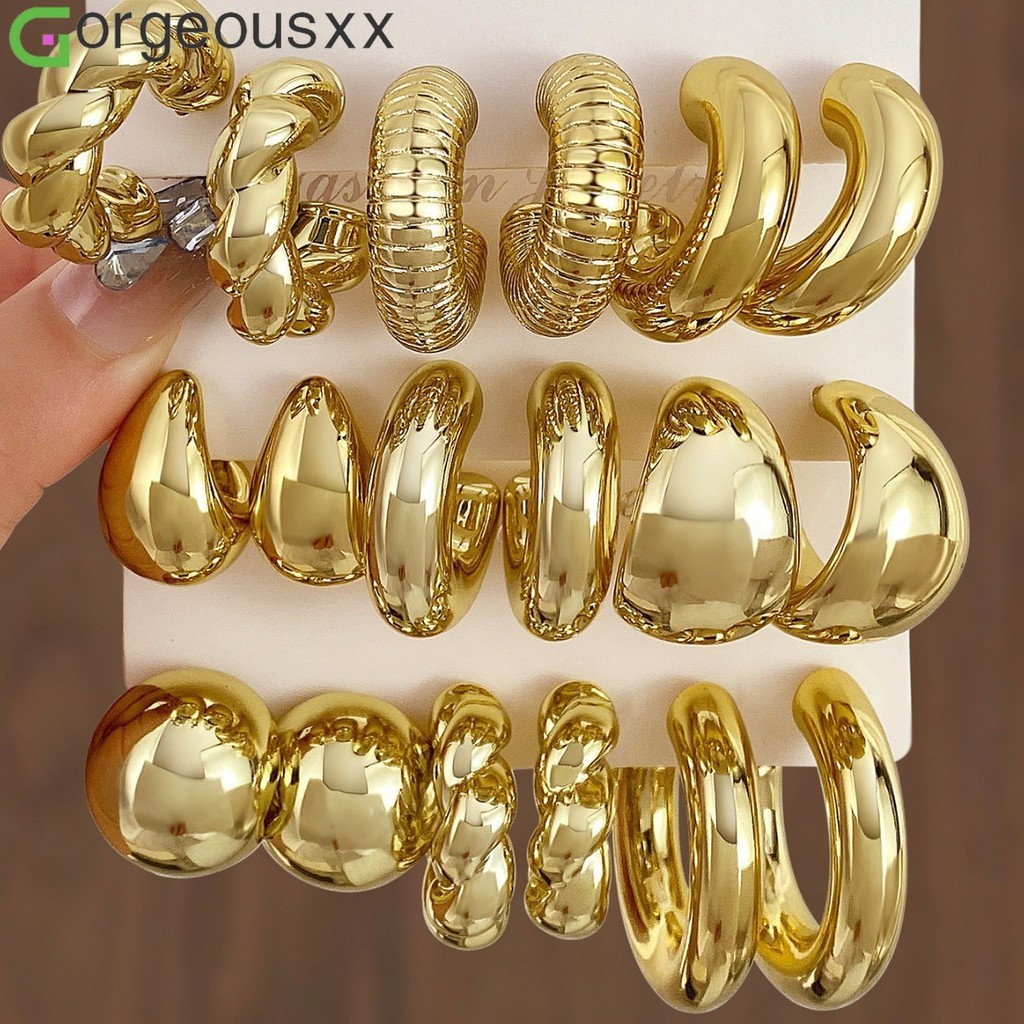 eManco Orecchini pendenti con perle d'acqua dolce naturali alla moda Orecchini a cerchio grande in acciaio inossidabile color oro Regali per le donne  36