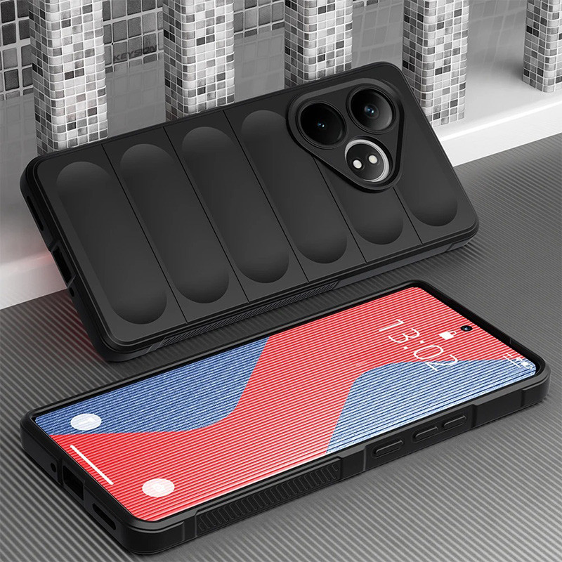 HONLEN Custodia in Silicone TPU per Realme GT 6 / Realme GT 6T (6.78 Inches), Cover con Design Antiscivolo in Fibra Spazzolata - Nero