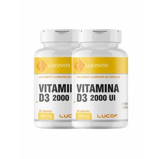 Kit 2 Vitamina D Colecalciferol 2000 ui - 120 capsulas softgel- Suplemento Natural