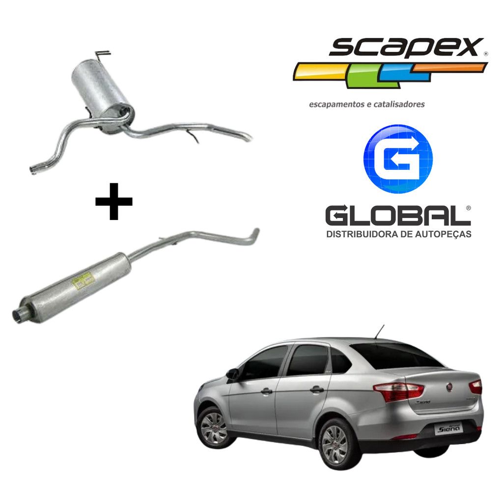 Kit Escapamento Silencioso Traseiro e Intermediario Grand Siena Motor ...