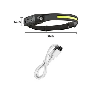 Lanterna de Cabeça Recarregável Led com Sensor de Movimento Camping Lanterna Luz Lâmpada Com Usb