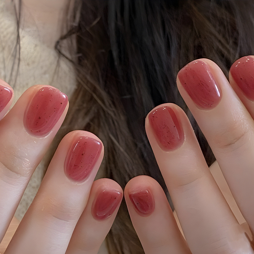 unha postiça realista curta E Suaves Com Cola unhas Falsas unhas ...