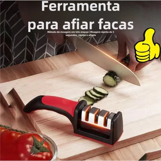 Amolador Afiador De Facas Em Aço Inox Com 3 Afiadores em Oferta na Shopee