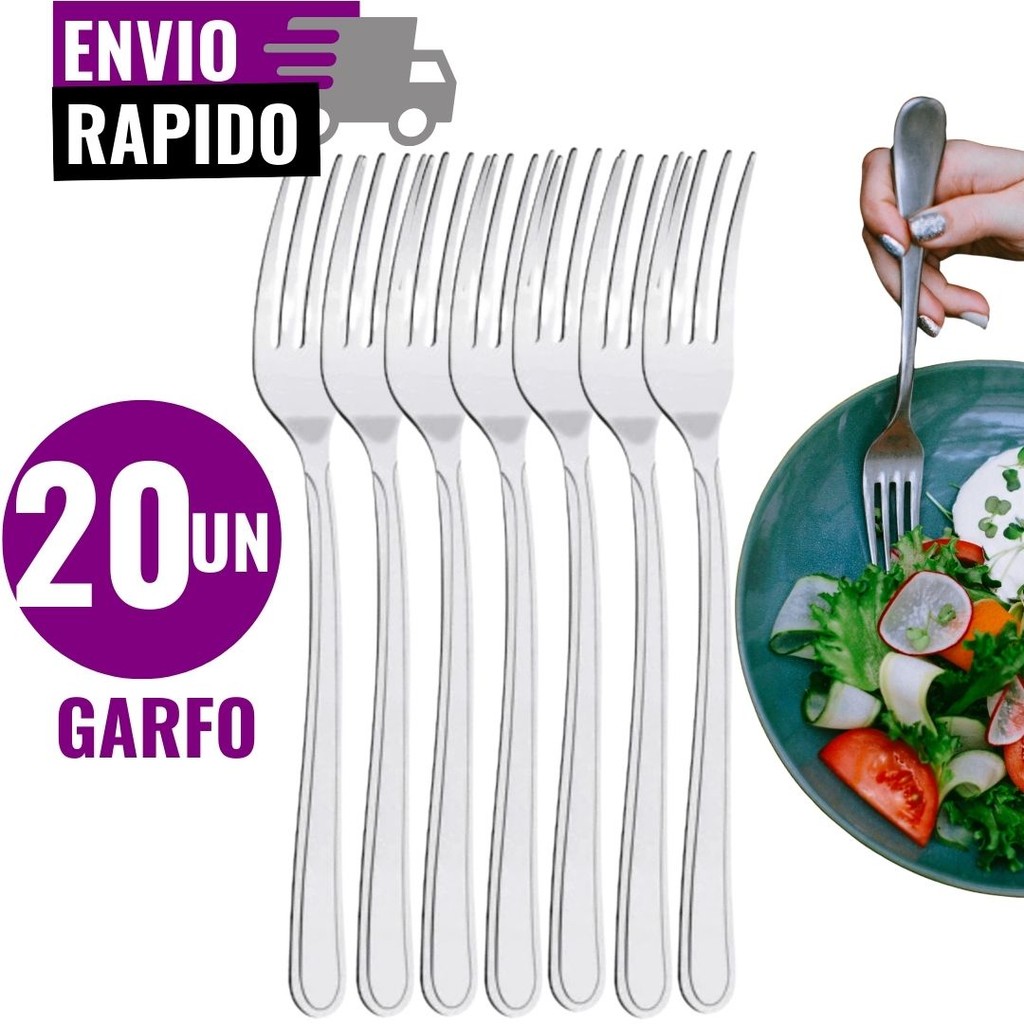 Kit 20 Garfos Talher de Aço Inox Premium Para Casas Restaurantes Bares Buffet