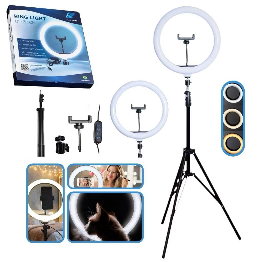 Kit de Ring Light Qualidade 14/18 Polegadas Grande + Tripé 2.1M Com ...
