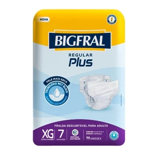 Fralda Geriátrica Bigfral Plus Regular Tamanho XG - 8 Pacotes com 7 Fraldas - Total 56 Tiras em Oferta na Shopee