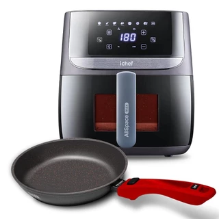 Airfryer Vision Max Ichef 5,7L e Panela Ultra Vermelha Saute Petit 20cm