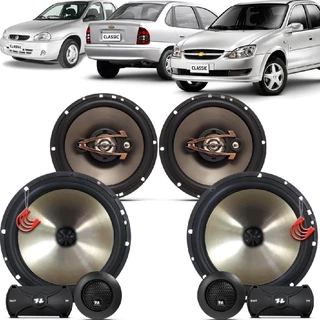 Kit Alto Falantes Dianteiros + Traseiros Chevrolet Classic 2002 até 2016 - Hurricane Platino 640w em Oferta na Shopee