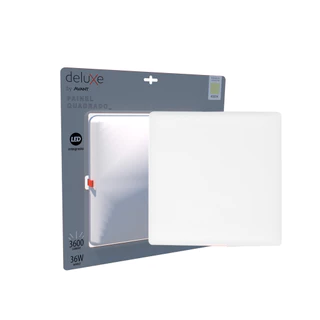 Painel led Plafon Flat Embutir 36w 4000k Branco Neutro 110v/220v Bivolt Quadrado Branco Cod:344240876 Deluxe By Avant