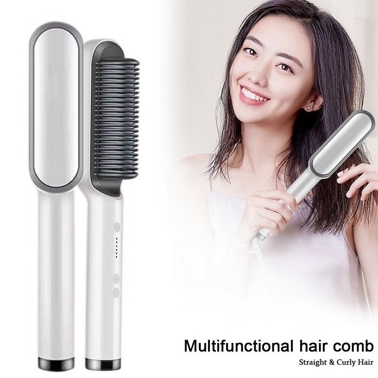 Escova Alisadora Anion Hair Pro 3 em 1 , Secador, Chapinha e Modelador de Cachos Bivolt JIMMY