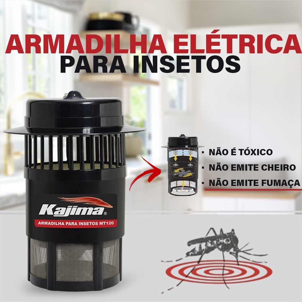 Armadilha Insetos Mosquitos Pernilongos Até 120m² MT120 Kajima 110V 5.0 ...