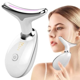 Portátil Beleza Pele Firmeza Remover Massageador Pescoço Led Vibração Fóton Levanta A Anti-Rugas